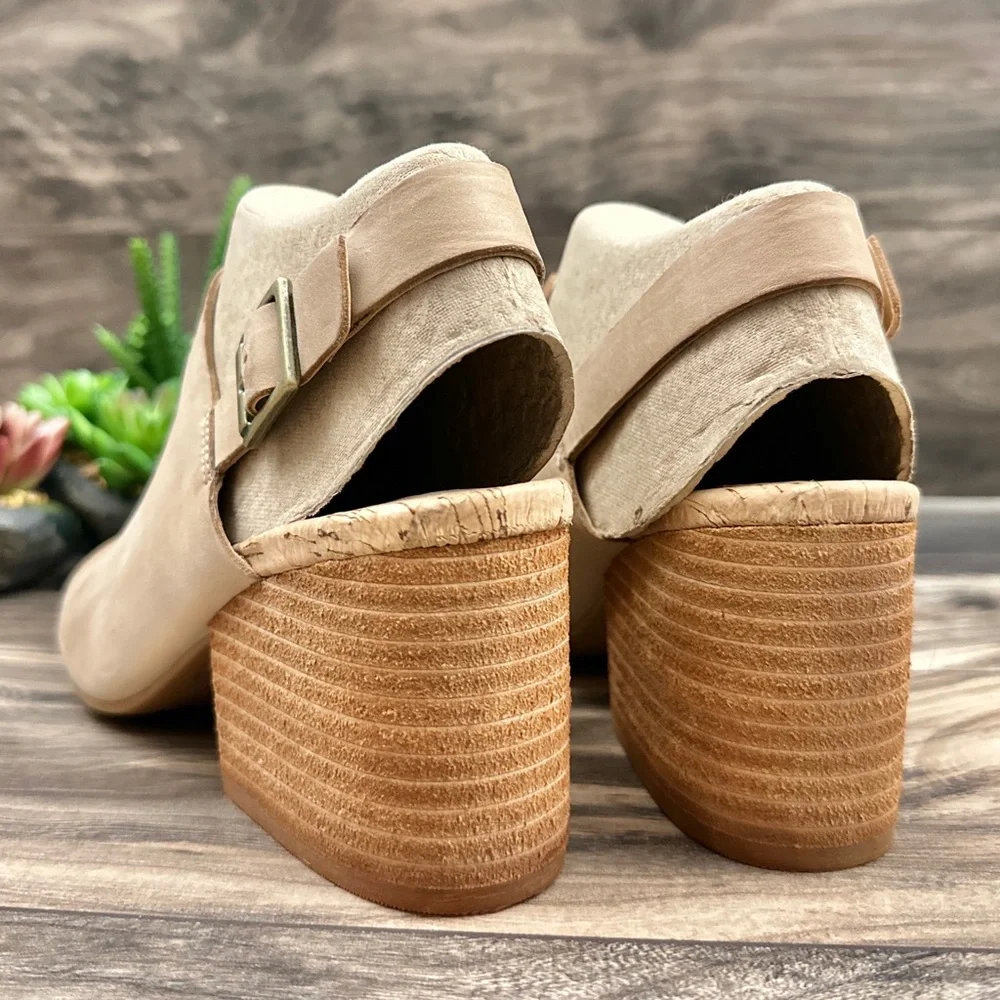 NIB Korks Kork Ease Rayleigh Slingback Block Heel Clogs Mules Cream Leather - Picture 10 of 16